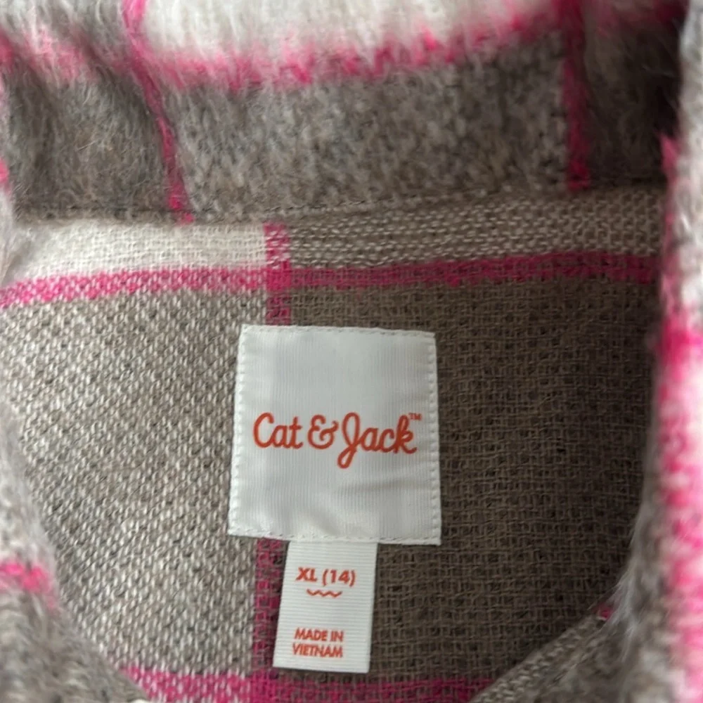 232 NWT Cat & Jack Girls‎ Flannel Button Front Shirt Jacket - Size: XL (14)